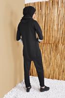 Tesettür giyim SİYAH KARELİ ÜÇ RENKLİ PANTOLONLU EŞOFMAN TAKIM  9555