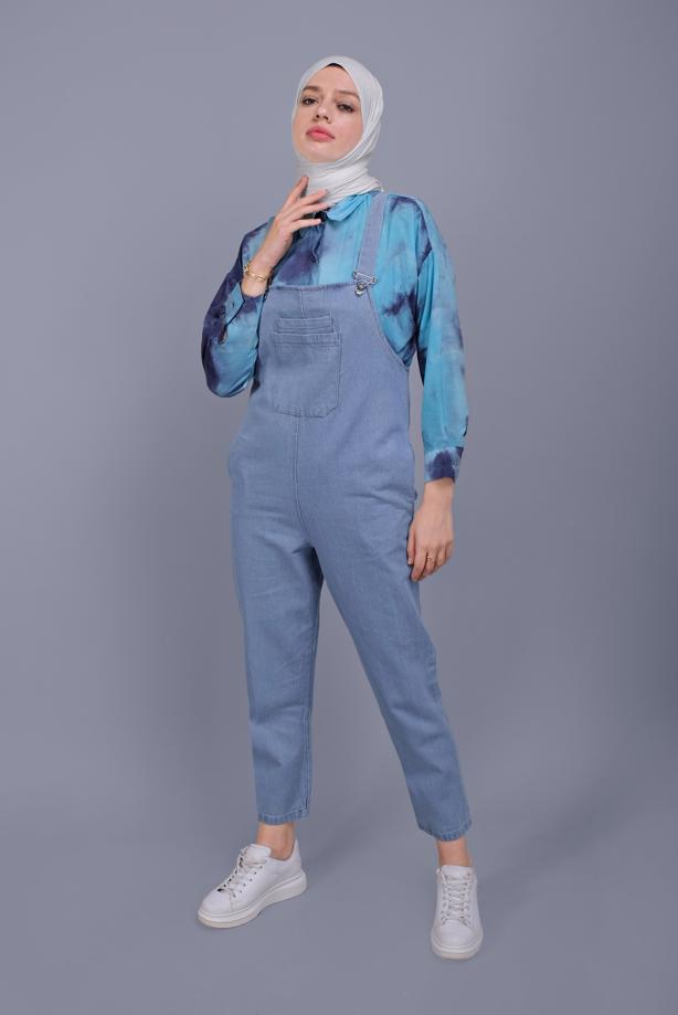 Tesettür giyim  CEPLİ DENİM SALOPET 432 - TRENDTESETTÜR