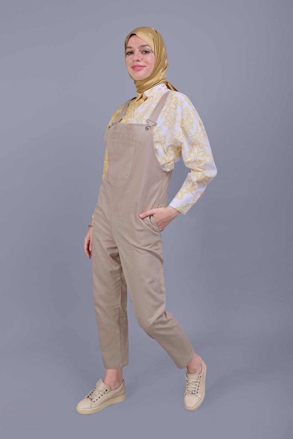 Vêtements hijab BEIGE SALOPES EN DENIM AVEC POCHES 432 