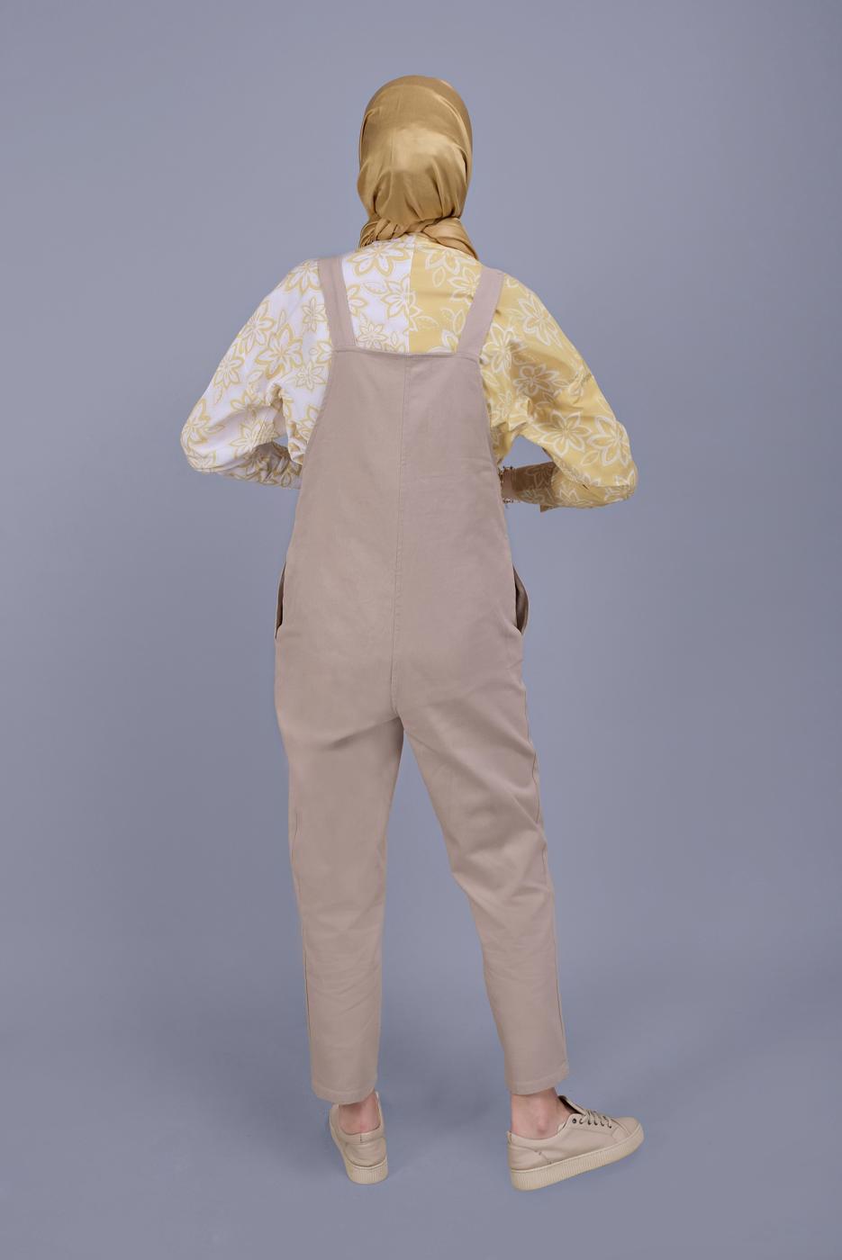 Vêtements hijab BEIGE SALOPES EN DENIM AVEC POCHES 432 