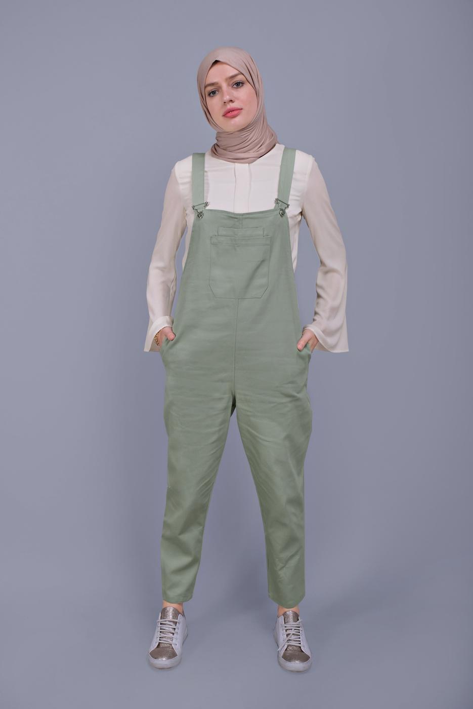 Vêtements hijab VERT SALOPES EN DENIM AVEC POCHES 432 