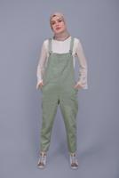 Hijab clothing GREEN DENIM SALOPET WITH POCKETS  432 