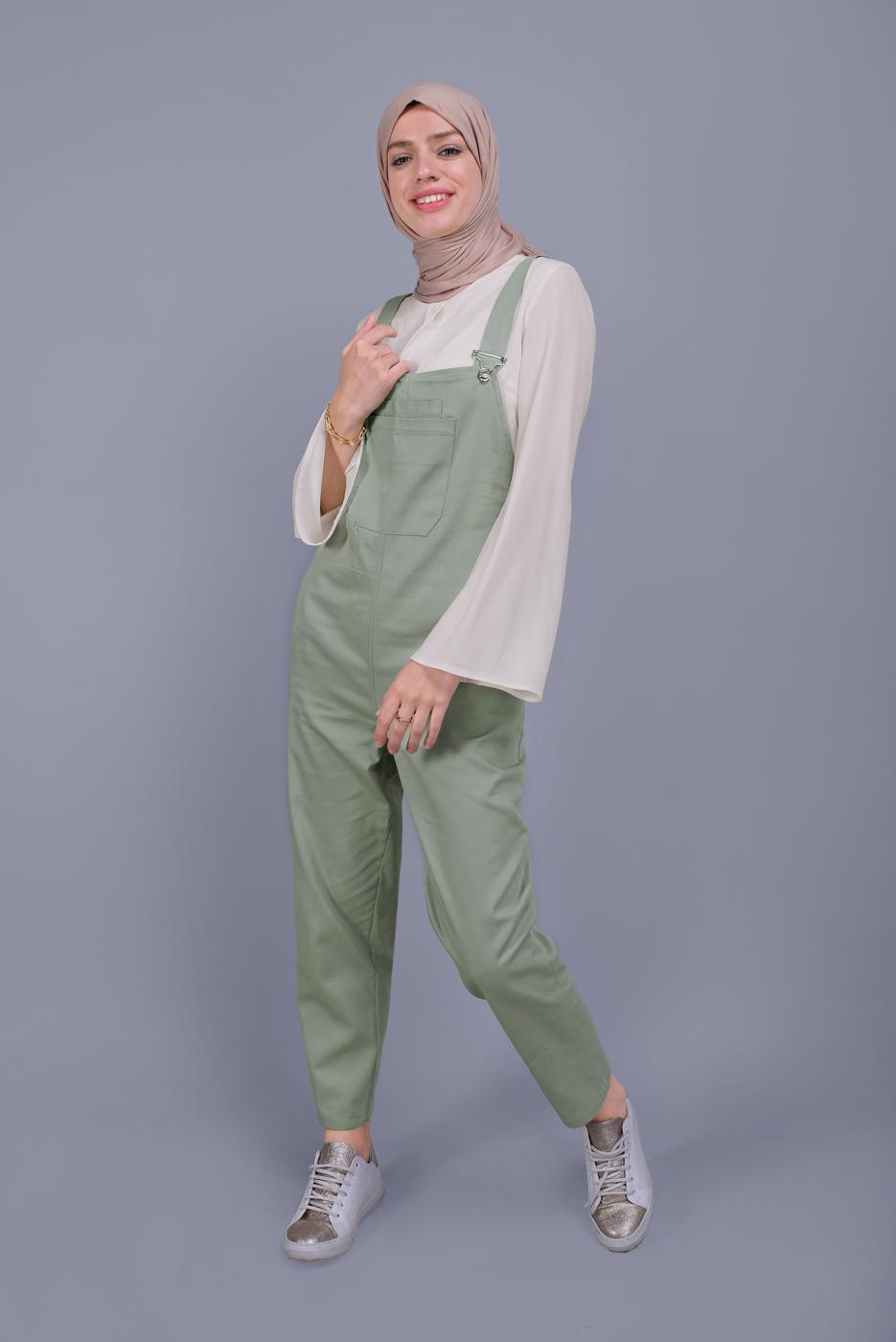 Vêtements hijab VERT SALOPES EN DENIM AVEC POCHES 432 