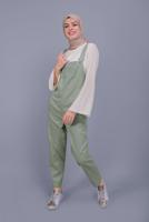 Hijab clothing GREEN DENIM SALOPET WITH POCKETS  432 