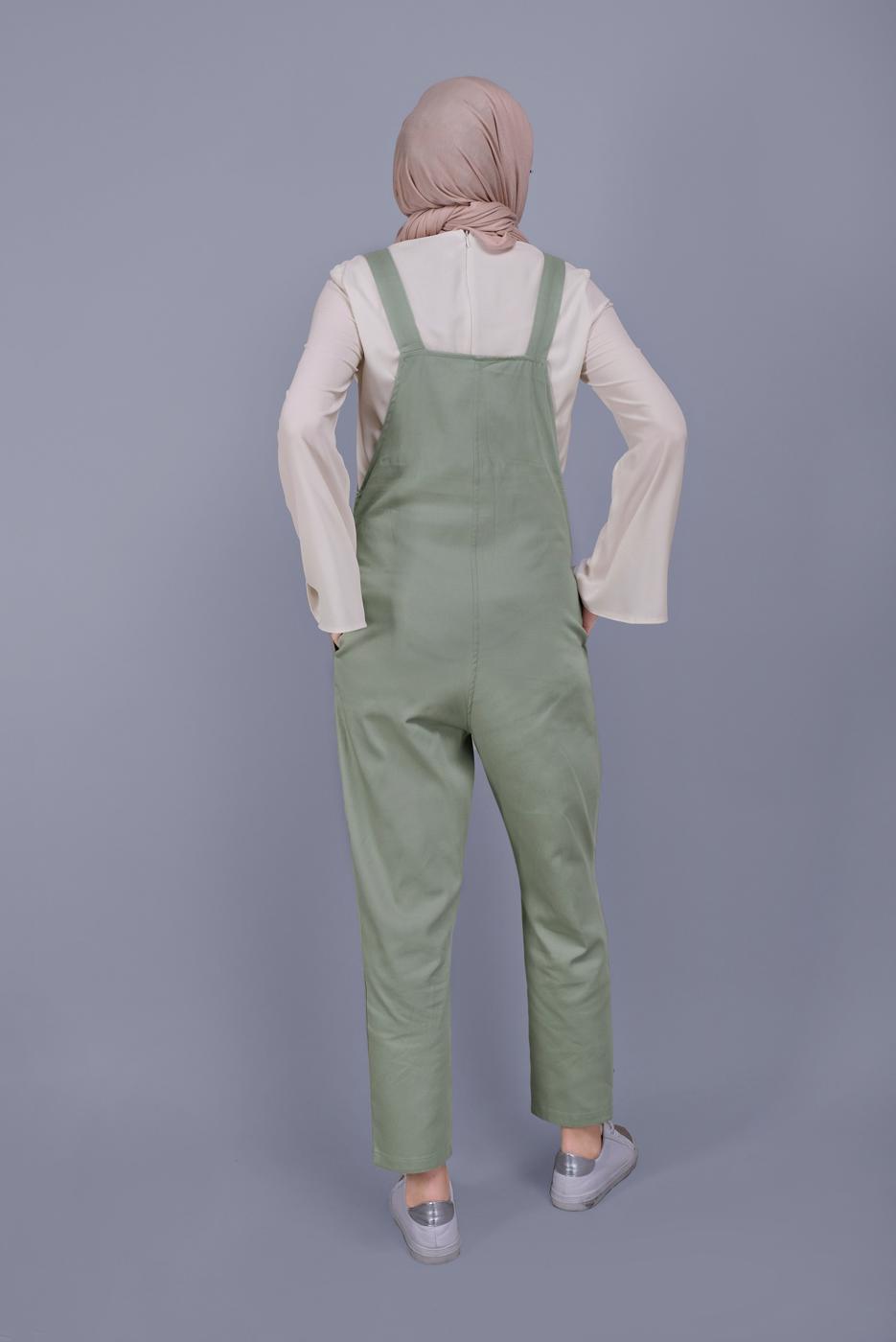 Hijab clothing GREEN DENIM SALOPET WITH POCKETS  432 