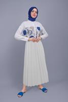 Tesettür giyim BEYAZ PİLİSELİ ETEK 1961