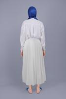 Tesettür giyim BEYAZ PİLİSELİ ETEK 1961