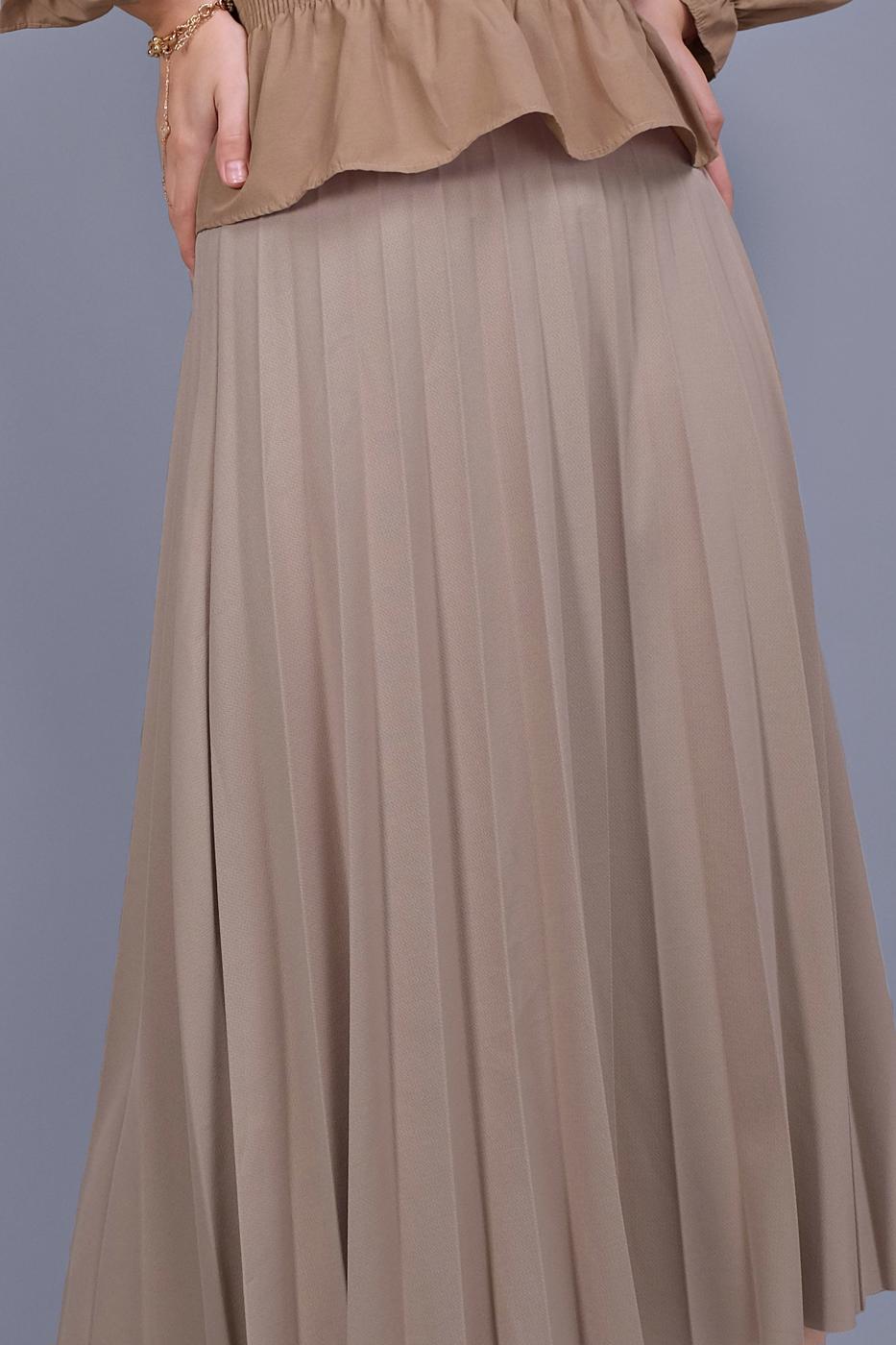 Tesettür giyim BEJ PİLİSELİ ETEK 1961