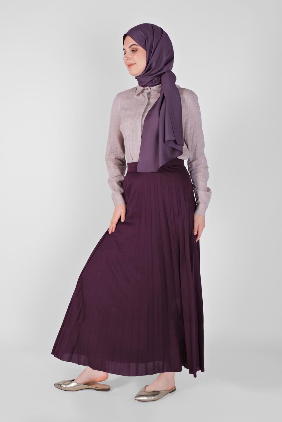 Tesettür giyim MÜRDÜM PİLİSELİ ETEK 1961