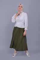 Tesettür giyim HAKİ PİLİSELİ ETEK 1961