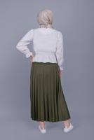 Tesettür giyim HAKİ PİLİSELİ ETEK 1961