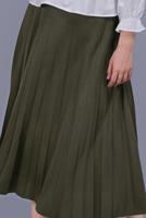 Tesettür giyim HAKİ PİLİSELİ ETEK 1961