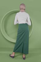 Tesettür giyim YEŞİL ALVİNA DÜZ KESİM ETEK T 60060
