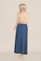 Tesettür giyim LACİVERT ALVİNA DENİM ETEK 60076