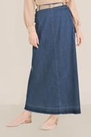 Tesettür giyim LACİVERT ALVİNA DENİM ETEK 60076