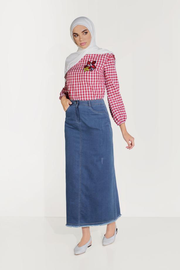 Vêtements hijab BLEU MARINE JUPE DETAIL POCHE ALVİNA 60078 - TRENDTESETTÜR