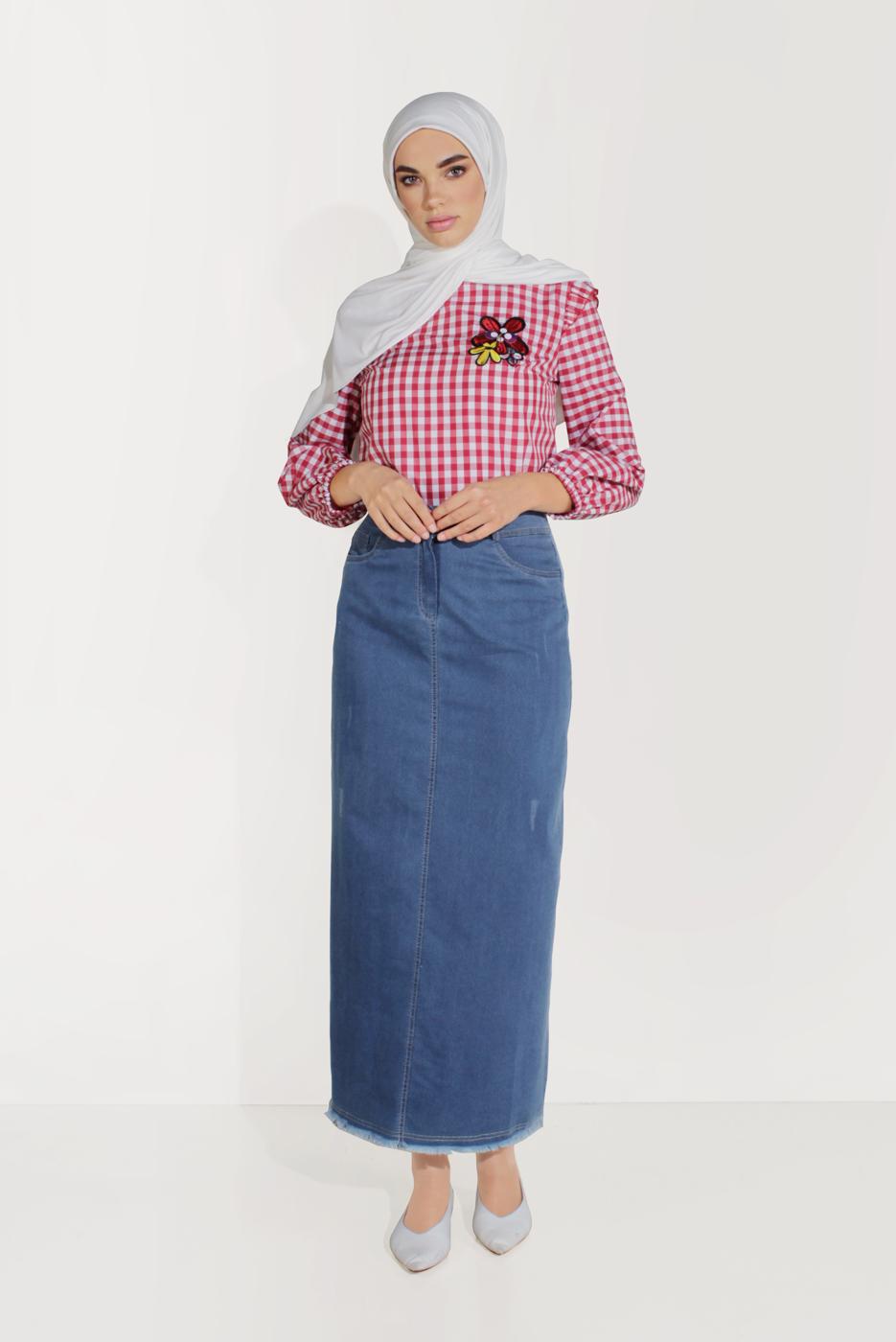 Hijab clothing NAVY BLUE ALVİNA POCKET DETAIL SKIRT 60078