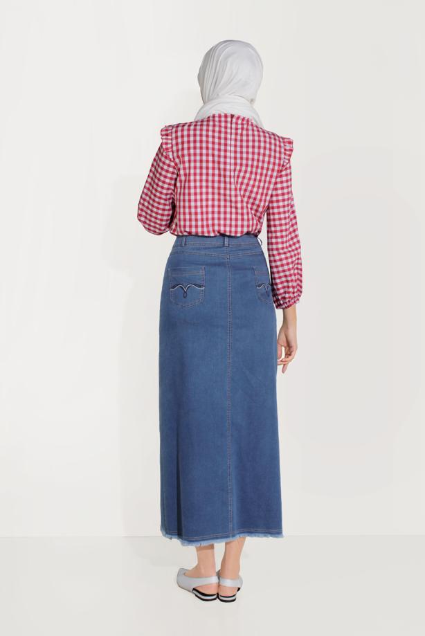 Vêtements hijab BLEU MARINE JUPE DETAIL POCHE ALVİNA 60078 - TRENDTESETTÜR