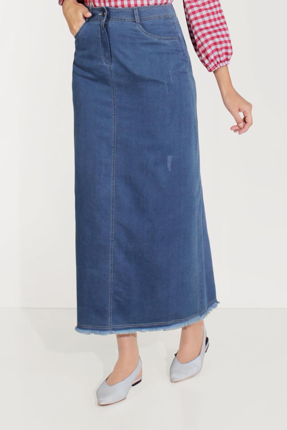 Hijab clothing NAVY BLUE ALVİNA POCKET DETAIL SKIRT 60078