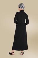 Tesettür giyim SİYAH  ALVİNA ÖNDEN FERMUARLI CEPLİ ETEK 60082