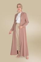 Tesettür giyim BEJ  ALVİNA ÖNDEN FERMUARLI CEPLİ ETEK 60082