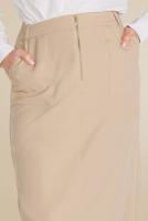 Tesettür giyim BEJ  ALVİNA ÖNDEN FERMUARLI CEPLİ ETEK 60082