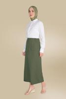 Hijab clothing KHAKI ALVİNA ZIPPERED SKIRT WITH POCKET 60082 