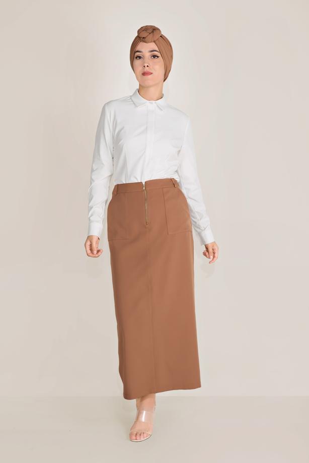 Hijab clothing TABA ALVİNA ZIPPERED SKIRT WITH POCKET 60082  - TRENDTESETTÜR