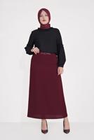 Vêtements hijab ROUGE BORDEAUX JUPE À DÉTAILS EN CUIR ALVINA 60084