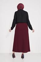 Vêtements hijab ROUGE BORDEAUX JUPE À DÉTAILS EN CUIR ALVINA 60084