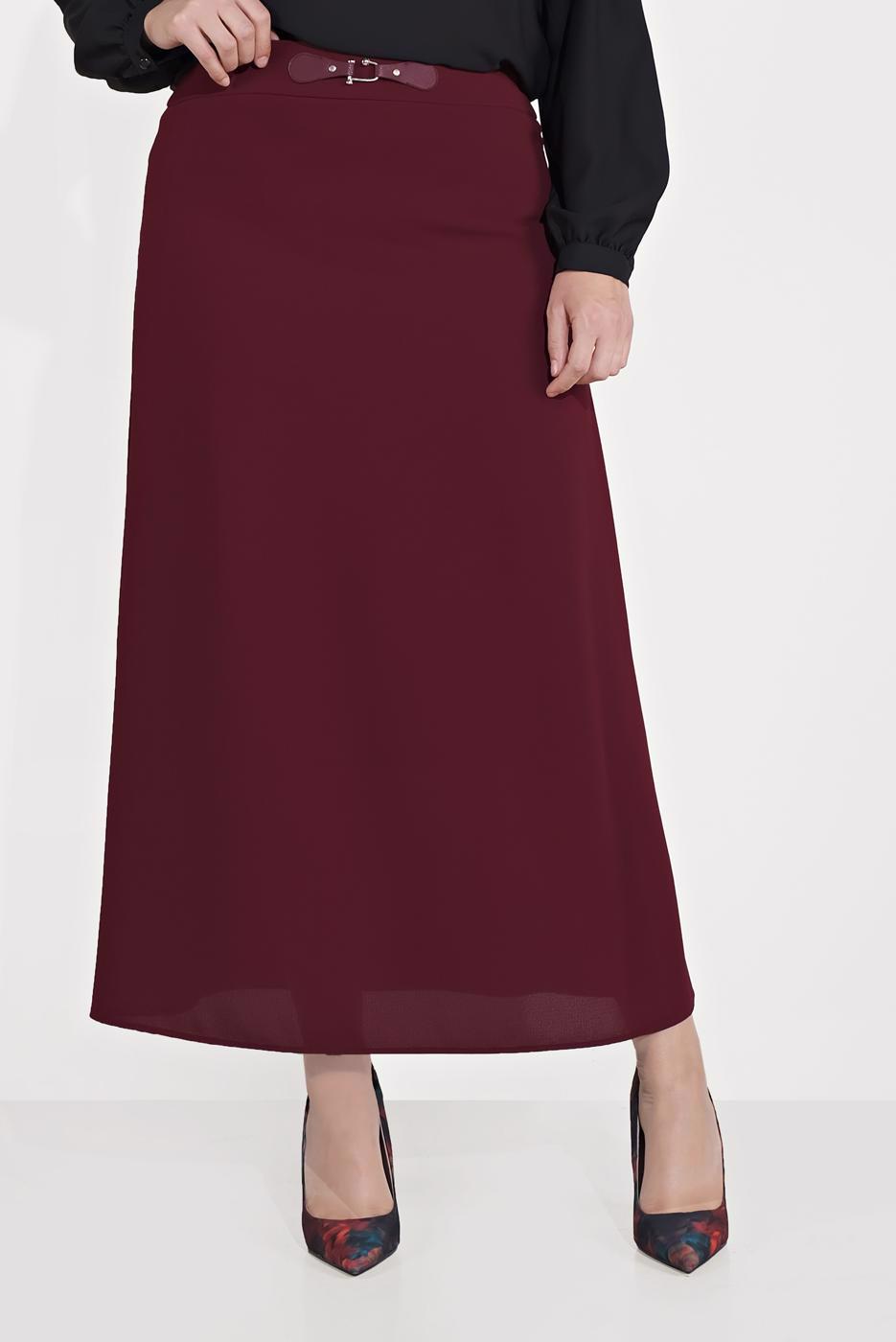Vêtements hijab ROUGE BORDEAUX JUPE À DÉTAILS EN CUIR ALVINA 60084