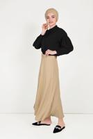 Tesettür giyim KAHVE  ALVİNA  KEMERLİ KLOŞ ETEK 60087
