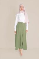 Tesettür giyim HAKİ  ALVİNA  KEMERLİ KLOŞ ETEK 60087