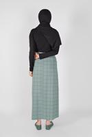 Tesettür giyim YEŞİL  ALVİNA KARELİ ETEK 60092