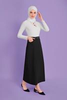 Tesettür giyim SİYAH ALVİNA PAMUKLU ETEK T 60154 