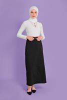 Tesettür giyim SİYAH ALVİNA PAMUKLU ETEK T 60154 