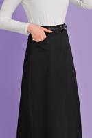 Tesettür giyim SİYAH ALVİNA PAMUKLU ETEK T 60154 