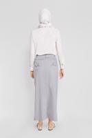 Tesettür giyim GRİ ALVİNA PAMUKLU ETEK T 60154 