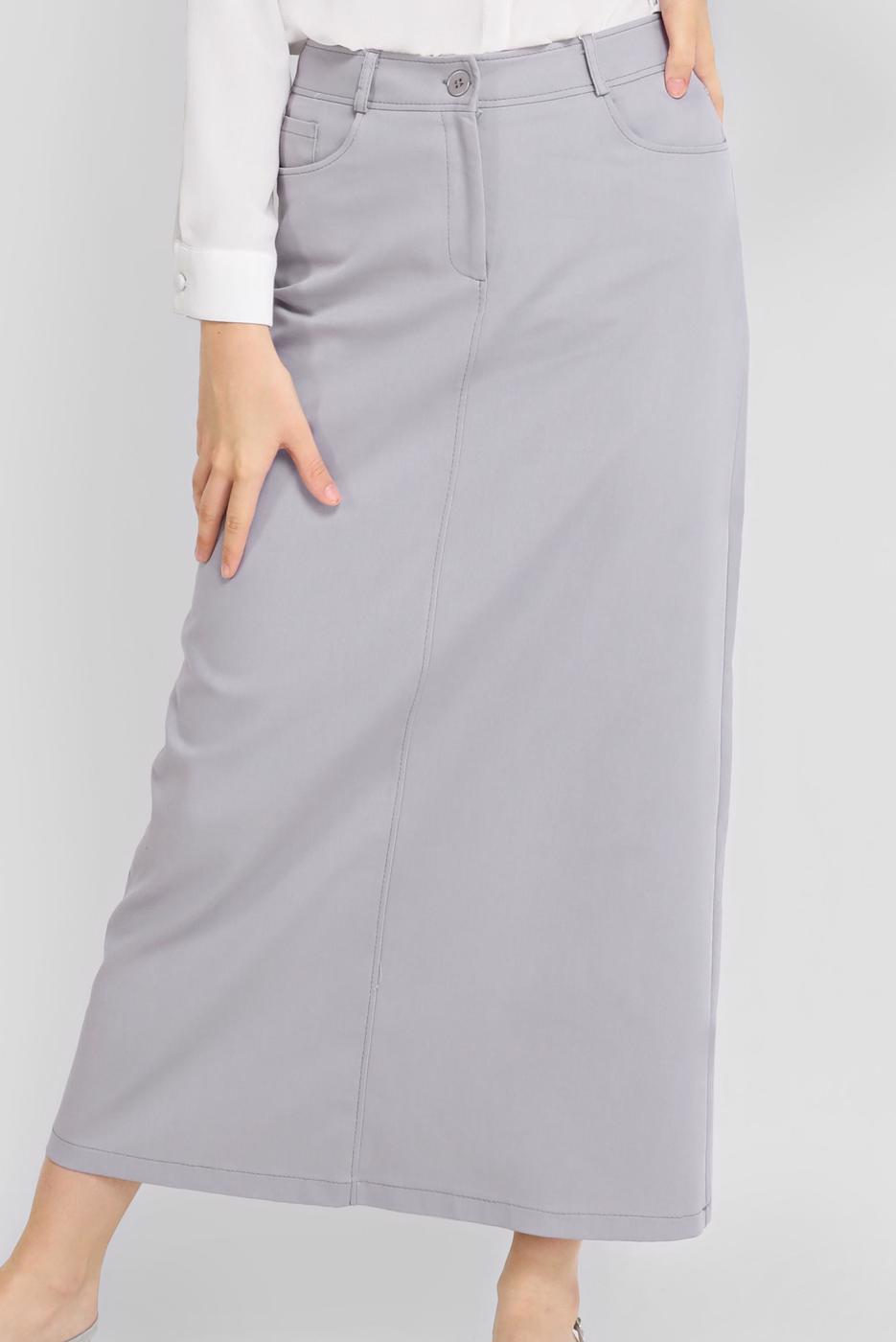 Tesettür giyim GRİ ALVİNA PAMUKLU ETEK T 60154 