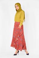 Vêtements hijab ROUGE JUPE À VOLANTS FLEURS ALVİNA 6331