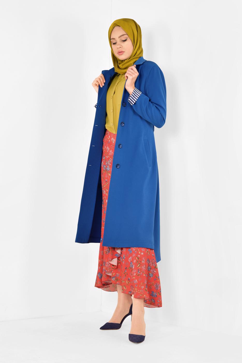 Vêtements hijab ROUGE JUPE À VOLANTS FLEURS ALVİNA 6331