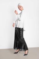 Tesettür giyim SİYAH PUL PAYETLİ VOLANLI ETEK T 6342