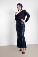 Hijab clothing NAVY BLUE SEQUINED FRILLED SKIRT T 6342
