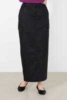 Tesettür giyim SİYAH ALVİNA  CEPLİ DÜĞME DETAYLI ETEK 6373