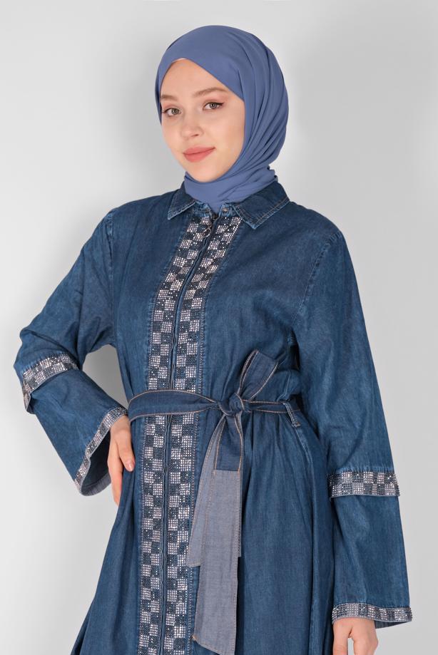 Vêtements hijab  WIDE SLEEVE DENIM TOPCOAT 3317  - TRENDTESETTÜR