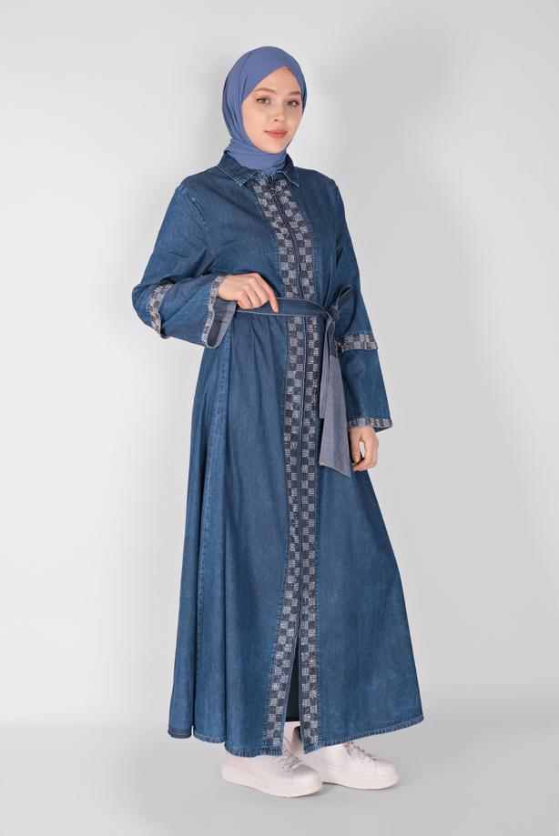Vêtements hijab  WIDE SLEEVE DENIM TOPCOAT 3317  - TRENDTESETTÜR