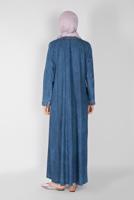 Vêtements hijab BLEU MARINE FERMETURE ÉCLAIR IMPRIMÉ PIERRE DENIM ABAYA 5317 