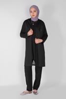 Hijab clothing BLACK SEQUIN DETAIL HOODED CARDIGAN 3656 