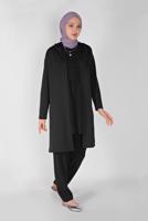 Hijab clothing BLACK SEQUIN DETAIL HOODED CARDIGAN 3656 