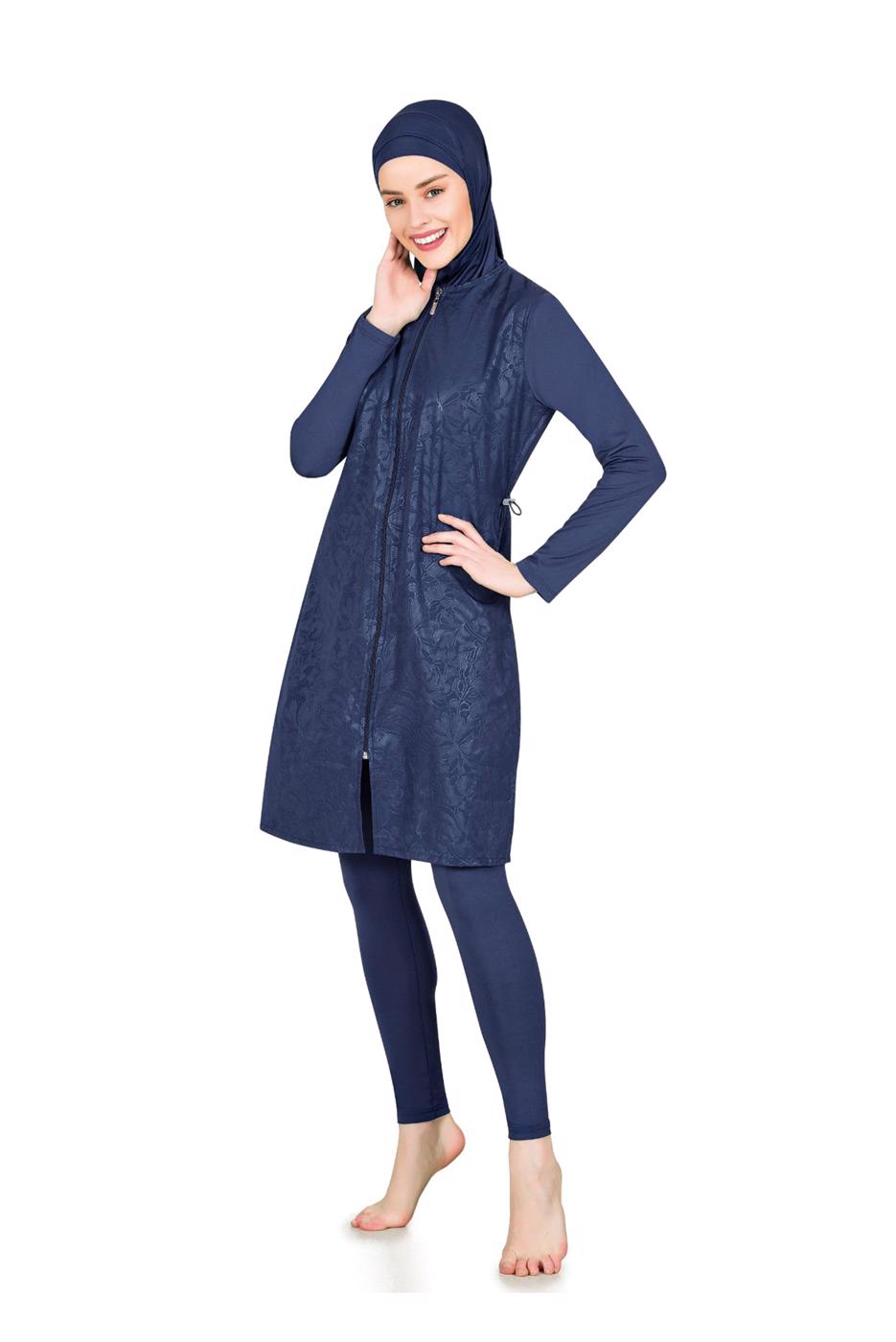 Vêtements hijab BLEU MARINE MAILLOT DE BAIN HIJAB ZIPPERES  0443